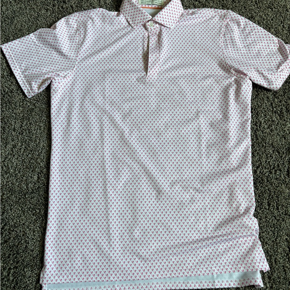 Men's White and Red Patterned Shirt